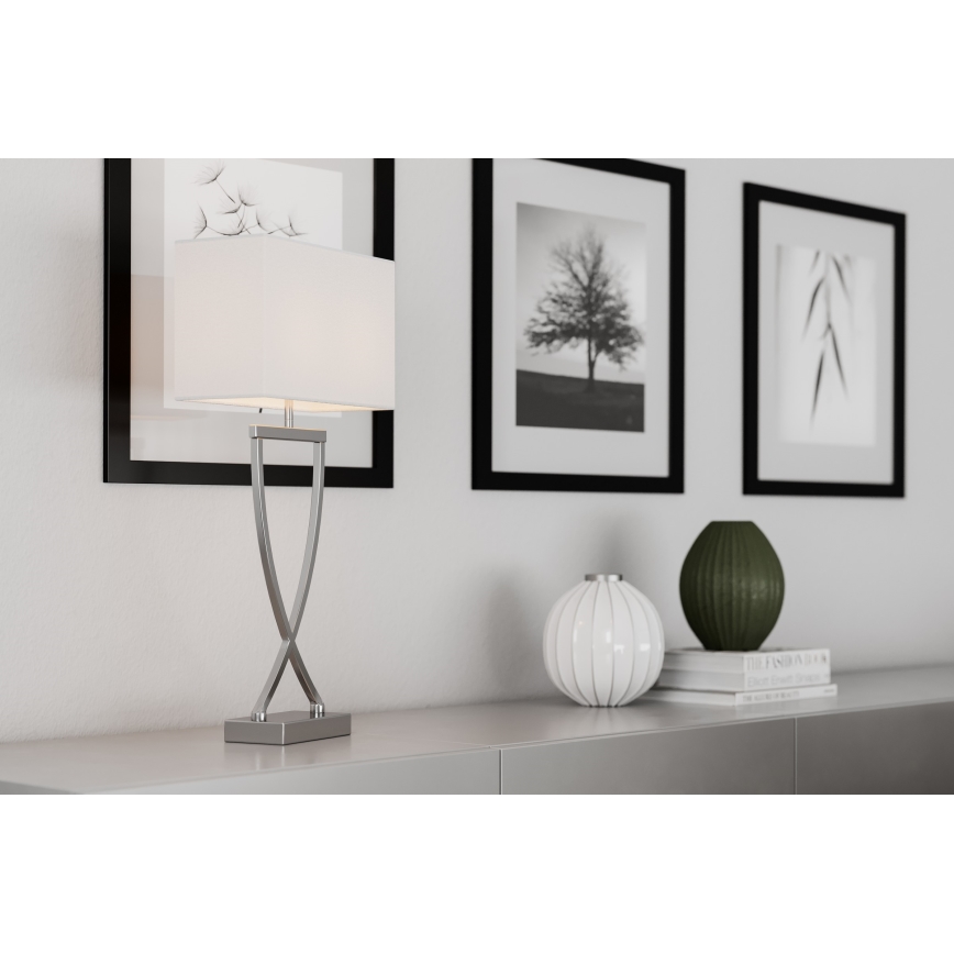 ByRydens - Bordlampe OMEGA 1xE27/5W/230V hvid/skinnende krom