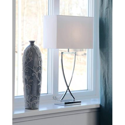 ByRydens - Bordlampe OMEGA 1xE27/5W/230V hvid/blank krom