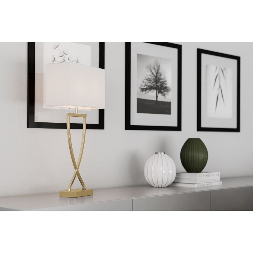 ByRydens - Bordlampe OMEGA 1xE27/5W/230V hvid/guldfarvet