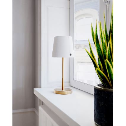 ByRydens - Bordlampe LUMI 1xE27/8W/230V hvid/guld 48,5 cm