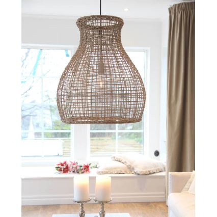ByRydens - Pendel SEAGRASS 1xE27/8W/230V beige diameter 49 cm