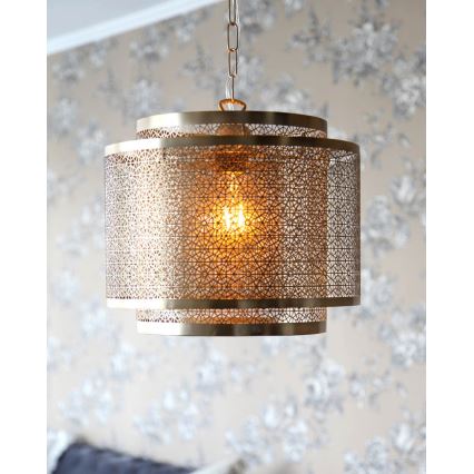 ByRydens - Pendel med kædeophæng HERMINE 1xE27/5W/230V messing diameter 34 cm