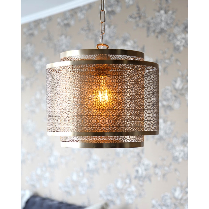 ByRydens - Pendel med kædeophæng HERMINE 1xE27/5W/230V messing diameter 34 cm