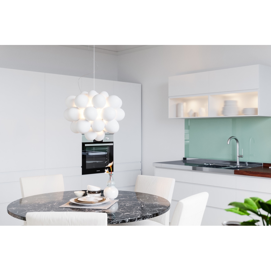 ByRydens - Pendel GROSS 8xG9/4W/230V hvid diameter 50 cm