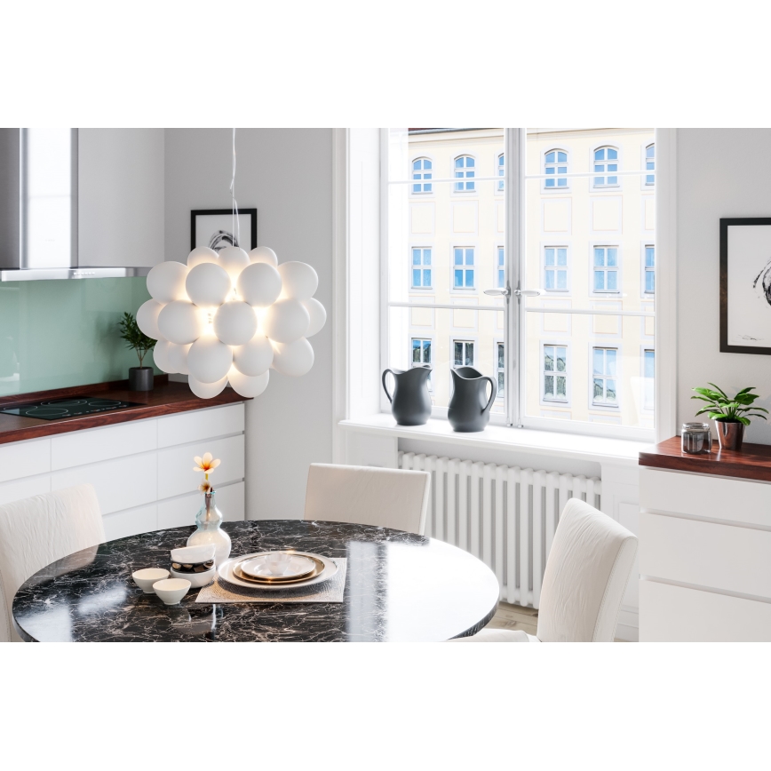 ByRydens - Pendel GROSS 8xG9/4W/230V hvid diameter 50 cm