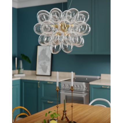 ByRydens - Pendel med wireophæng GROSS 8xG9/5W/230V klar glas