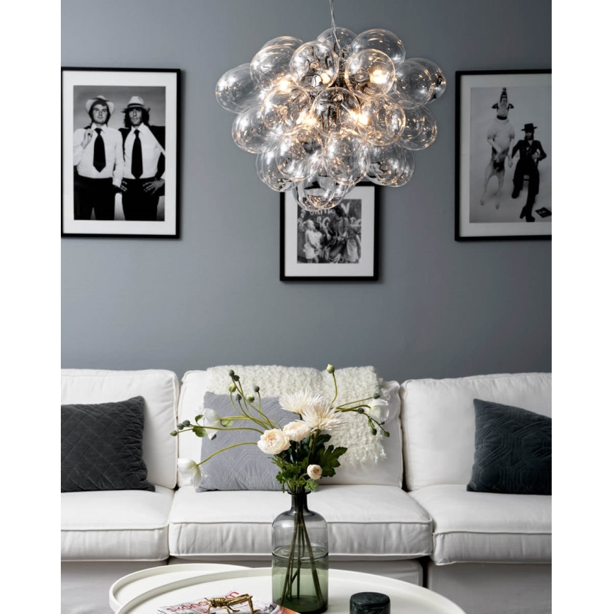ByRydens - Pendel GROSS 8xG9/4W/230V transparent diameter 50 cm