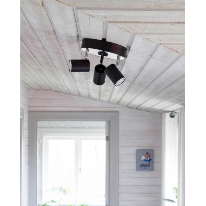 ByRydens - Spotlampe CORRECT 3xGU10/7W/230V sort diameter 20 cm