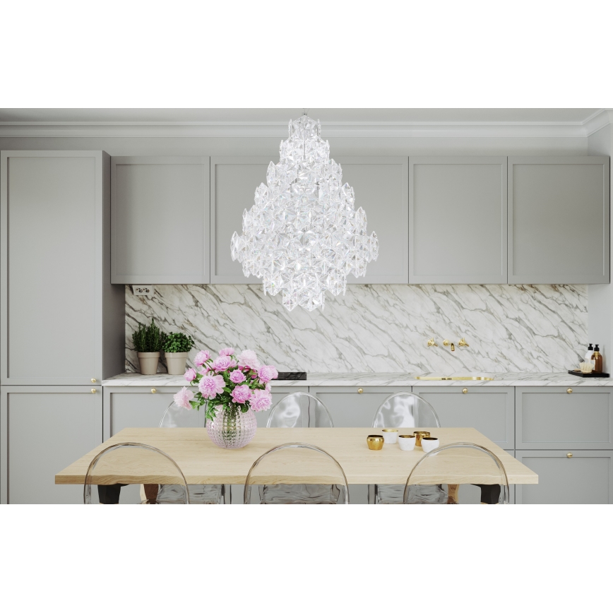 ByRydens - Pendel med kædeophæng MONARQUE GRANDE 11xE14/5W/230V transparent diameter 58 cm