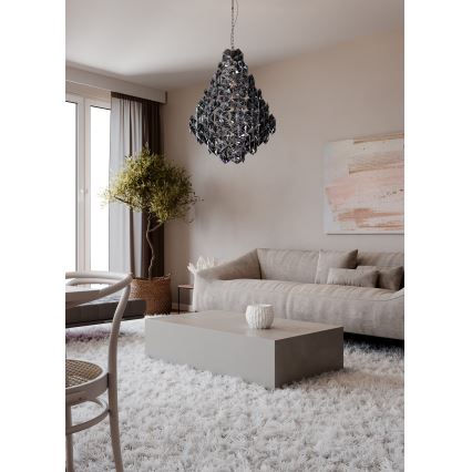 ByRydens - Pendel med kædeophæng MONARQUE GRANDE 11xE14/5W/230V sort diameter 58 cm