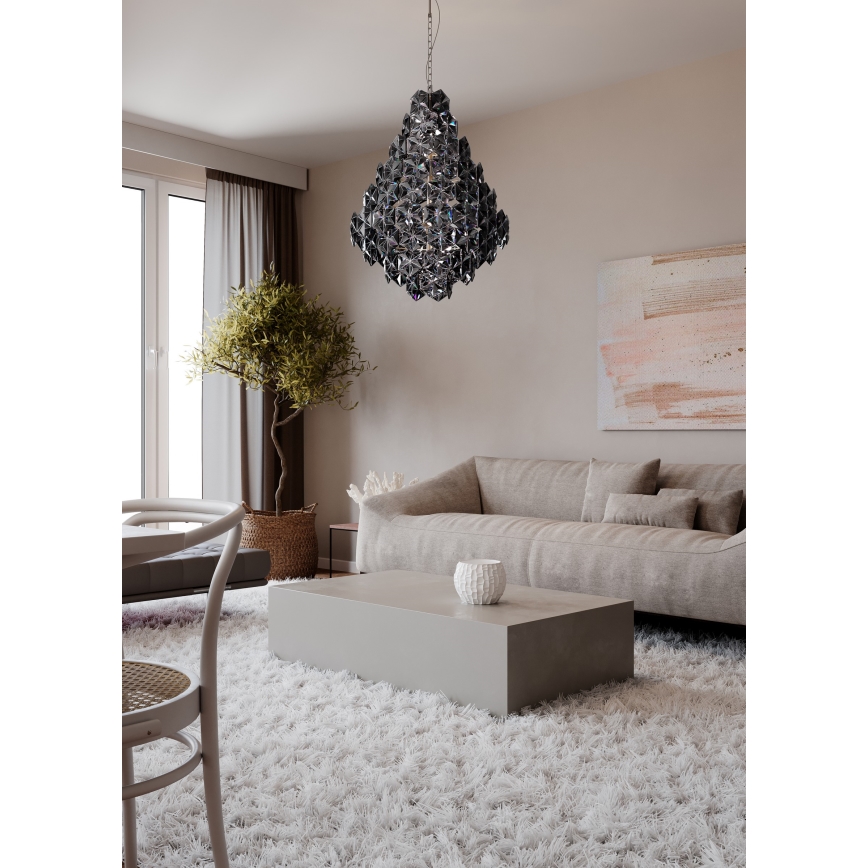 ByRydens - Pendel med kædeophæng MONARQUE GRANDE 11xE14/5W/230V sort diameter 58 cm