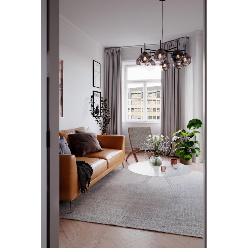 ByRydens - Pendel BOYLE 8xE27/5W/230V røget/sort diameter 83 cm