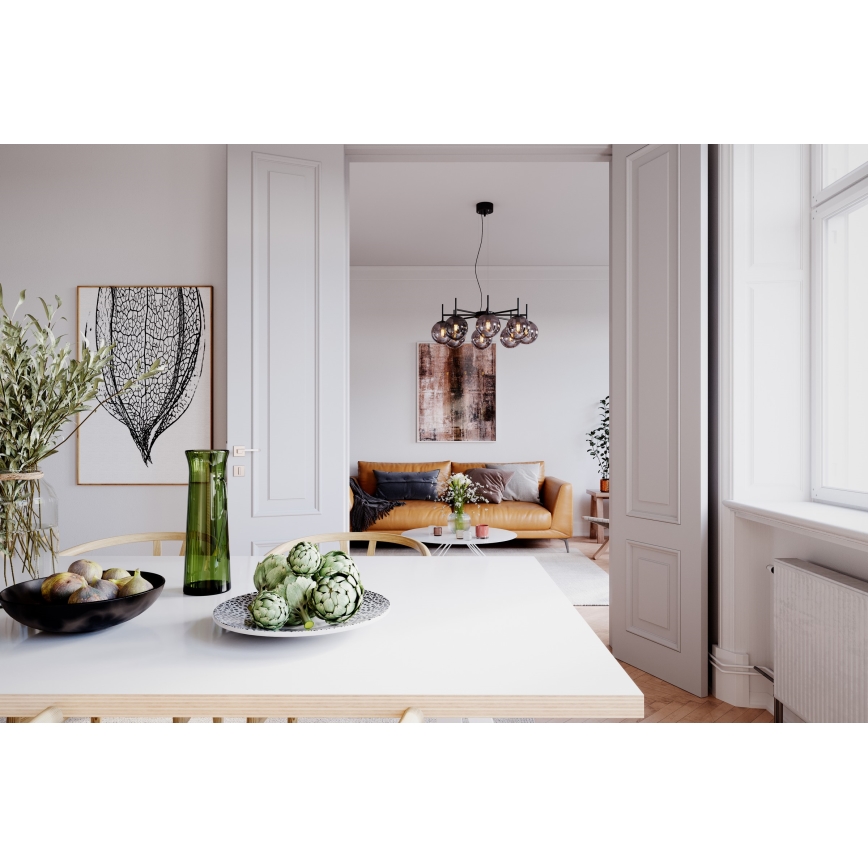 ByRydens - Pendel BOYLE 8xE27/5W/230V røget/sort diameter 83 cm