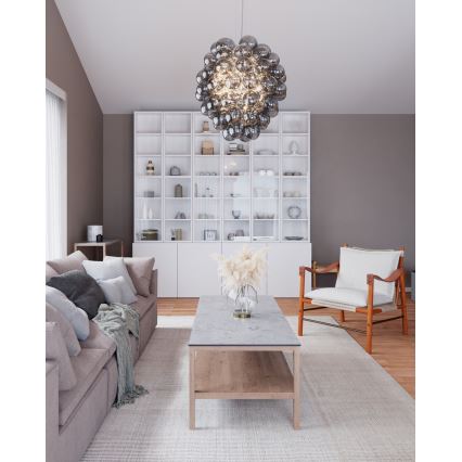 ByRydens - DELUXE lysekrone på ledning 4xE14/5W/230V grå/røget