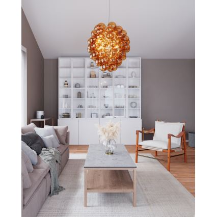 ByRydens - Pendel DELUXE 4xE14/5W/230V røget/brun diameter 64 cm