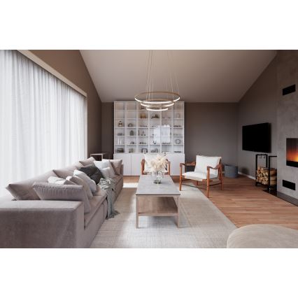 ByRydens - LED-pendel på wire TRIONE LED/45W/230V beige Ø 80 cm