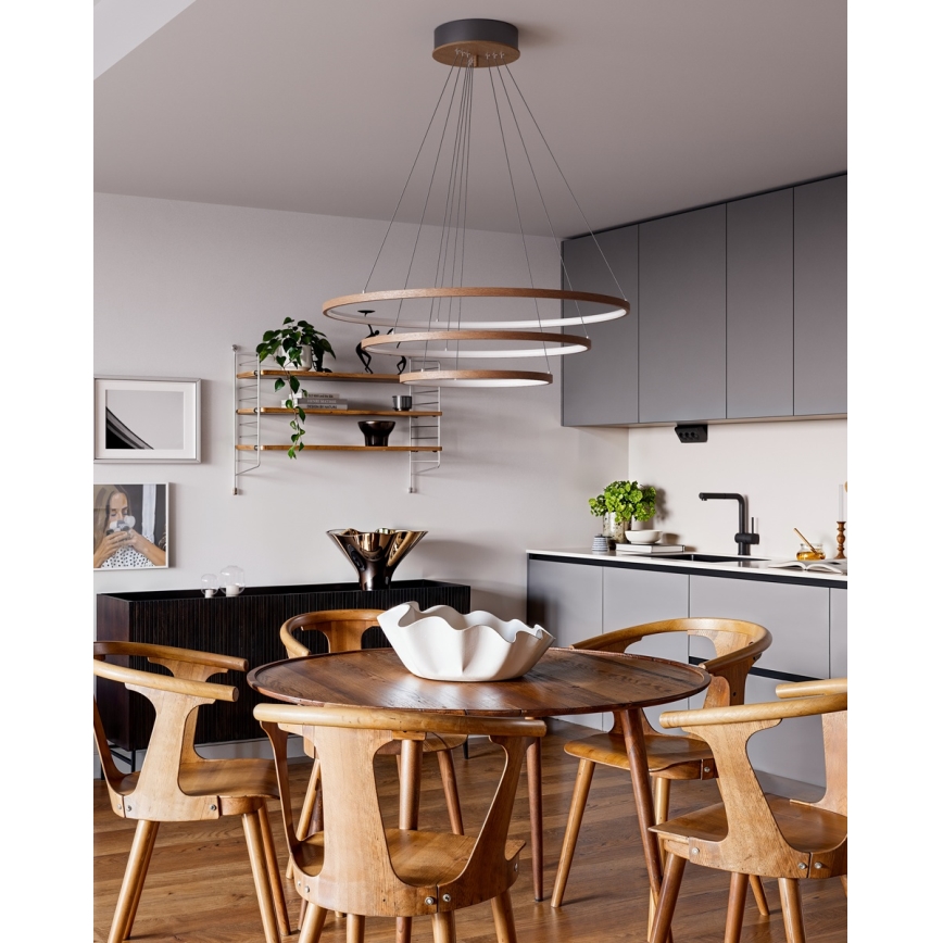 ByRydens - LED-pendel med kabel TRIONE LED/45W/230V brun Ø 80 cm