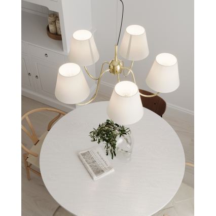 ByRydens - Pendel på wire LYNF 5xE14/8W/230V messing/hvid