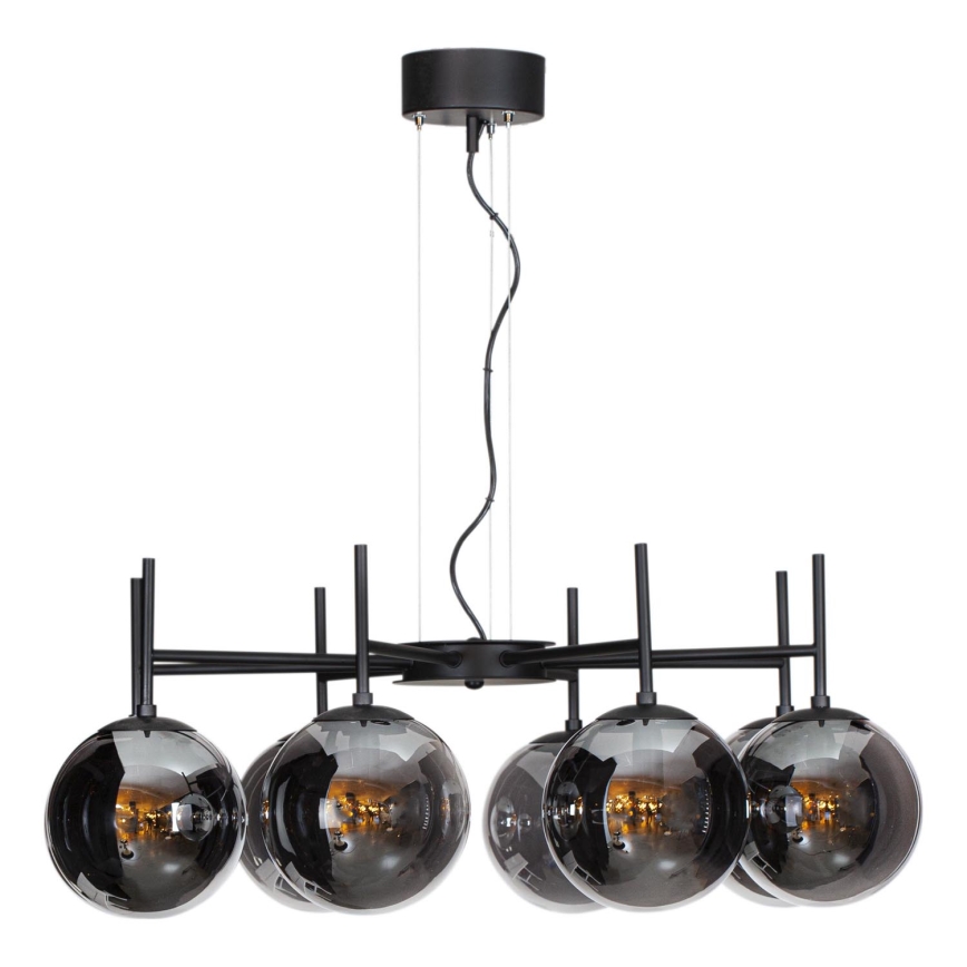 ByRydens - Pendel BOYLE 8xE27/5W/230V røget/sort diameter 83 cm