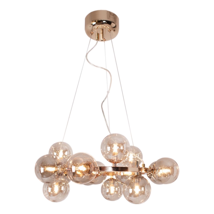 ByRydens - Pendel SPLENDOR 15xG9/5W/230V røget/brun diameter 58 cm