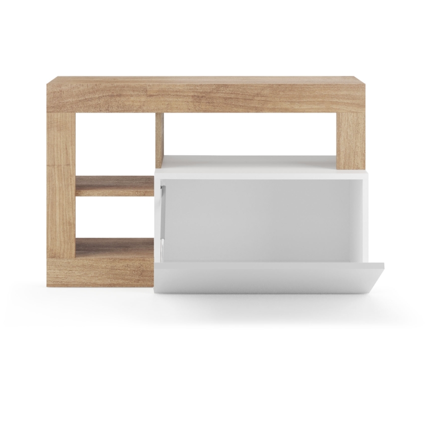 Bænk LENOR 91x209 cm hvid/brun