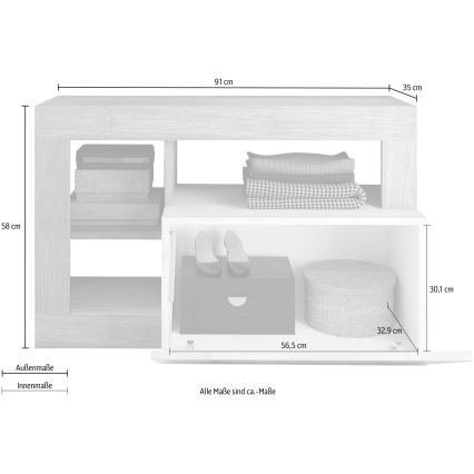 Bænk LENOR 91x209 cm hvid/brun