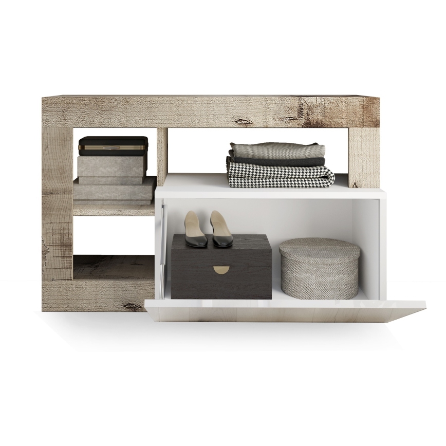 Bænk LENOR hvid/brun