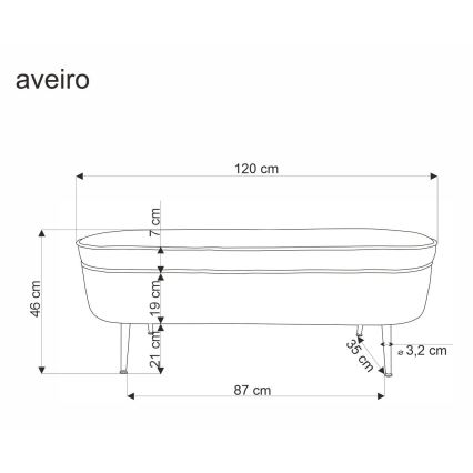 Bænk med opbevaringsplads AVEIRO 46x120 cm hvid