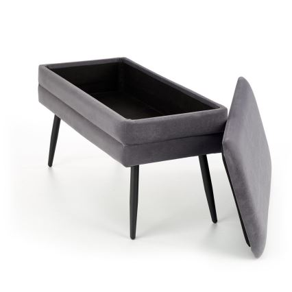 Bænk med opbevaringsplads VELVA 37x78 cm grå