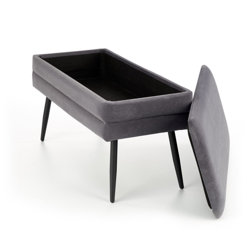 Bænk med opbevaringsplads VELVA 37x78 cm grå