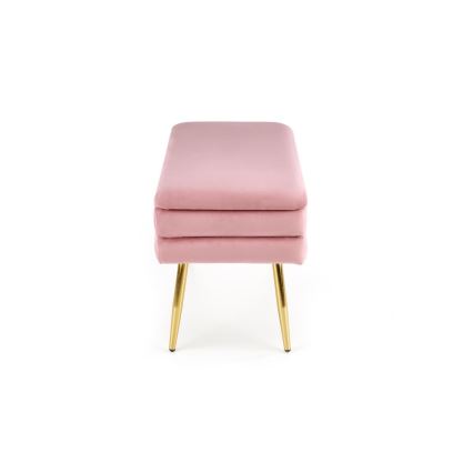 Bænk med opbevaringsplads VELVA 37x78 cm lyserød/guldfarvet