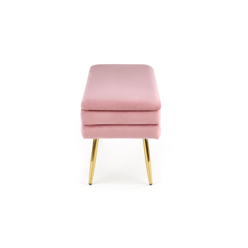 Bænk med opbevaringsplads VELVA 37x78 cm lyserød/guldfarvet