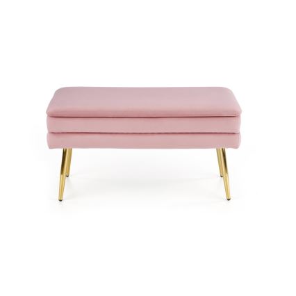 Bænk med opbevaringsplads VELVA 37x78 cm lyserød/guldfarvet