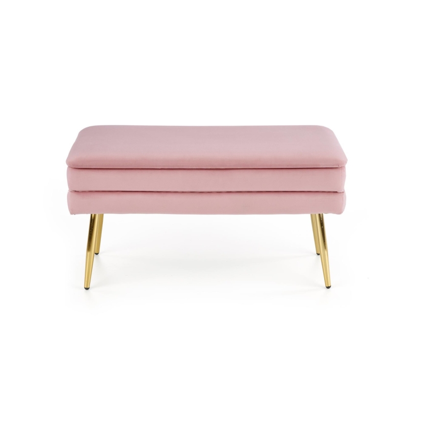 Bænk med opbevaringsplads VELVA 37x78 cm lyserød/guldfarvet