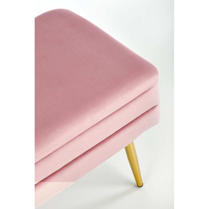 Bænk med opbevaringsplads VELVA 37x78 cm lyserød/guldfarvet