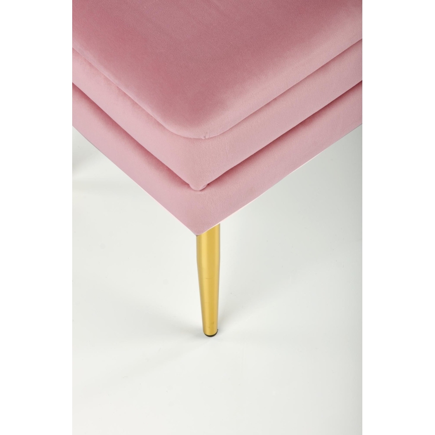 Bænk med opbevaringsplads VELVA 37x78 cm lyserød/guldfarvet