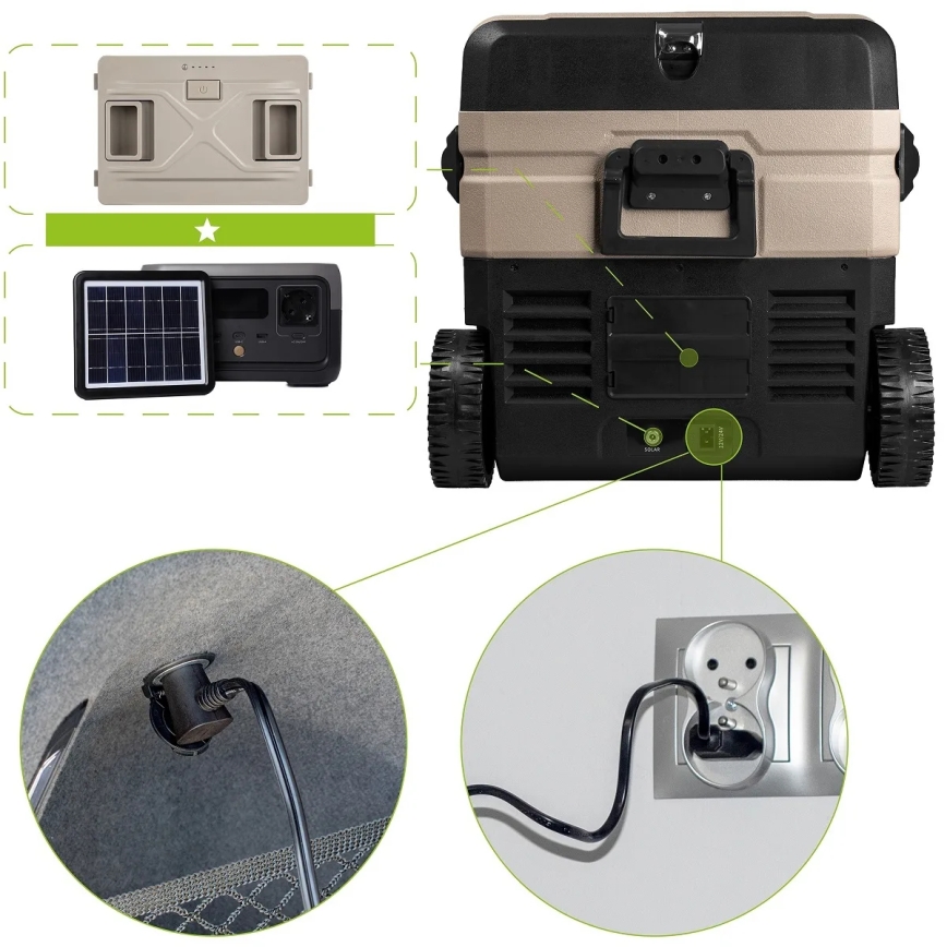 Bærbar køleskab til bil med LCD-display 39 l 230V/12V/24V brun