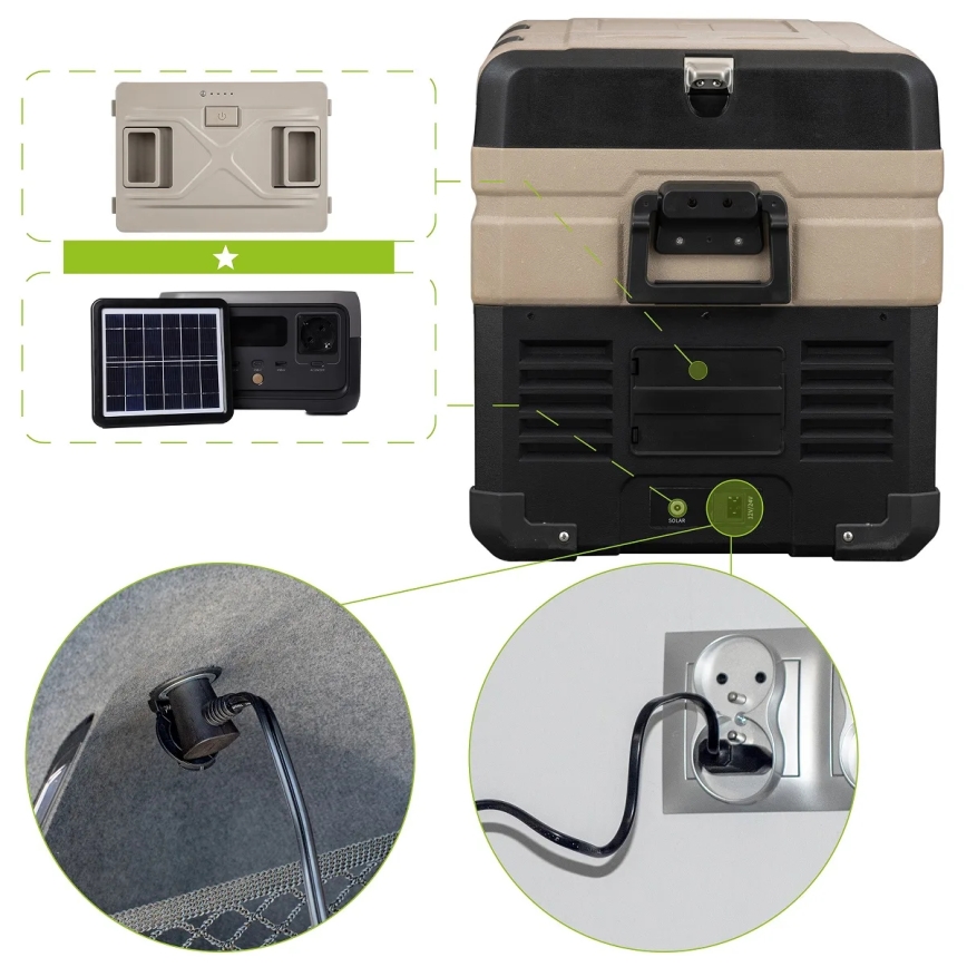 Bærbar køleskab til bil med LCD-display 39 l 230V/12V/24V brun