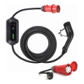 Bærbar ladeboks til elbiler EV/PHEV AC Type 2 32A/400V 22kW IP55 7m + adapter 230V 3,7kW + etui