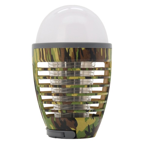 Bærbar LED lampe med insektfælde genopladelig LED/2W/3,7V 1800 mAh IPX4 camouflagedesign