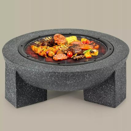 Bærbare bålplader med grillrist 79,5x38 cm sort/mørk granit