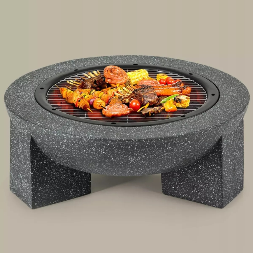 Bærbare bålplader med grillrist 79,5x38 cm sort/mørk granit