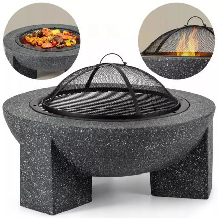 Bærbare bålplader med grillrist 79,5x38 cm sort/mørk granit