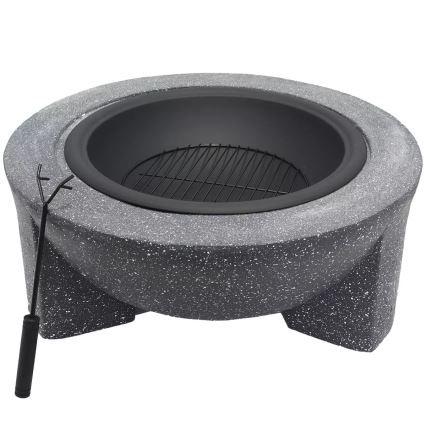 Bærbare bålplader med grillrist 79,5x38 cm sort/mørk granit