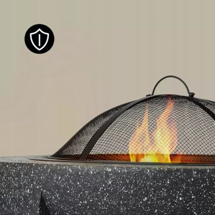 Bærbart bålsted med rist 74x30 cm sort/mørk granit