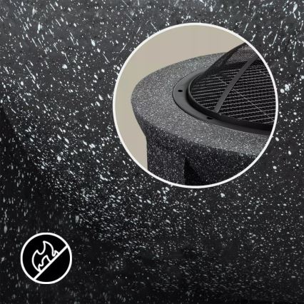 Bærbart bålsted med rist 74x30 cm sort/mørk granit