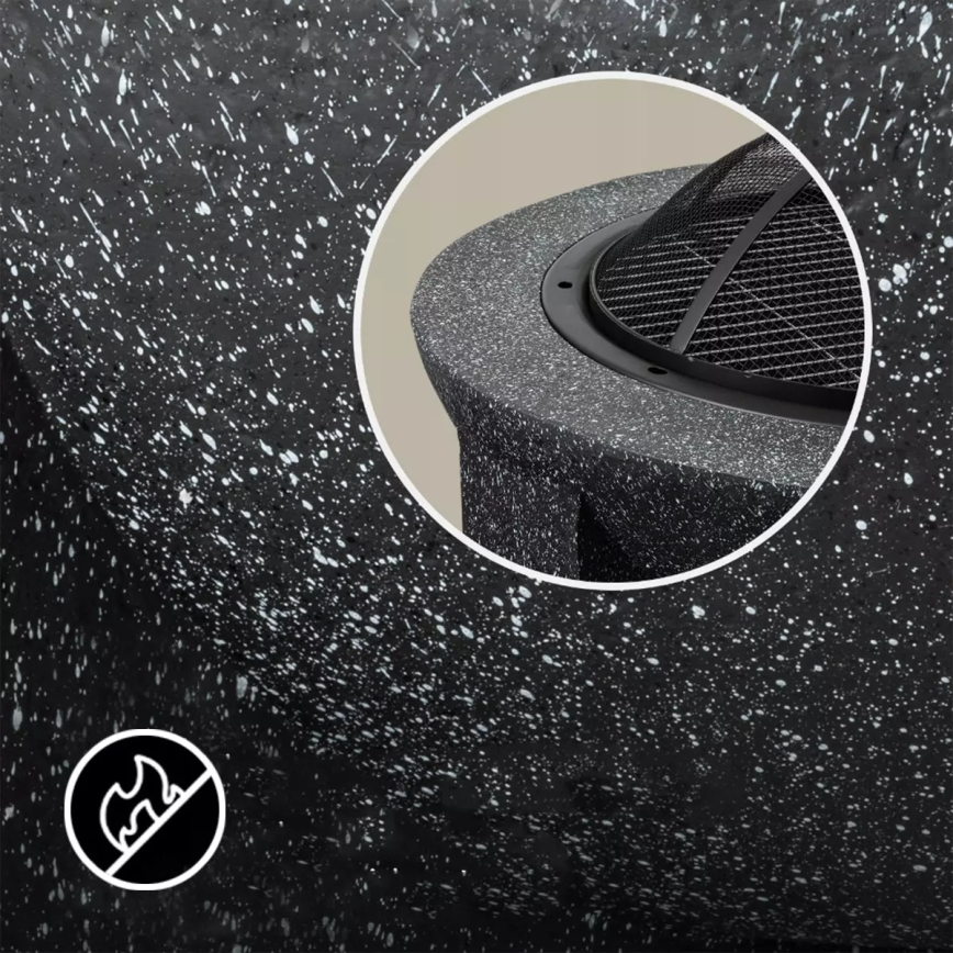 Bærbart bålsted med rist 74x30 cm sort/mørk granit