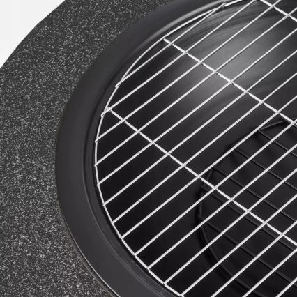 Bærbart bålsted med rist 74x30 cm sort/mørk granit