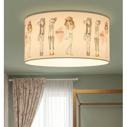 Børne loftlampe GIRLS VIBES 1xE27/60W/230V, Ø 40 cm, til piger