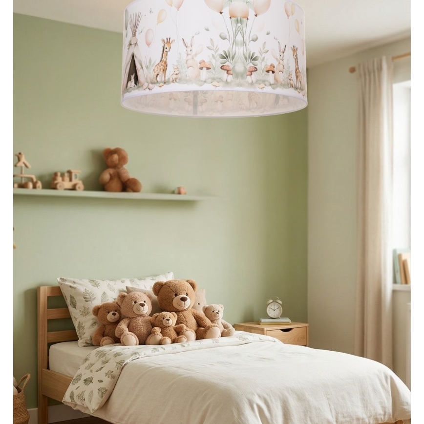 Børne loftlampe KIDS ROOM 1xE27/60W/230V Ø 40 cm med dyremotiv